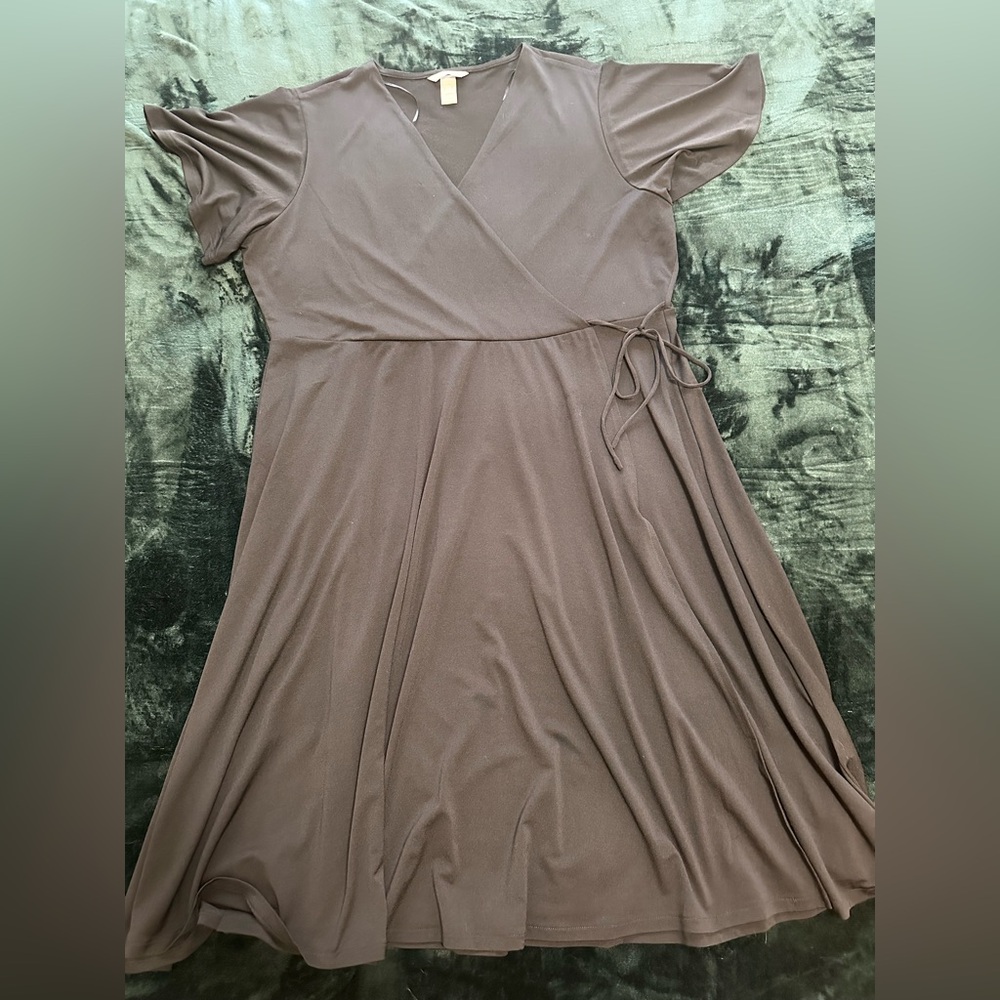 H&M Black Short Sleeve Wrap Dress